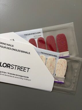 Color Street Red Glitter and Cream Confetti Nail Strips